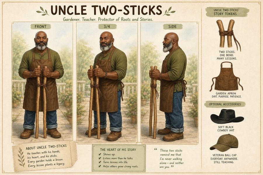 Uncle Two-Sticks character art
